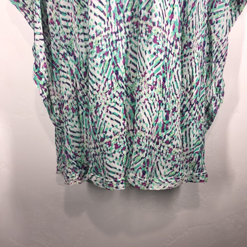 Shoshanna green and purple 100% silk swim cover up size small - Picture 3 of 10